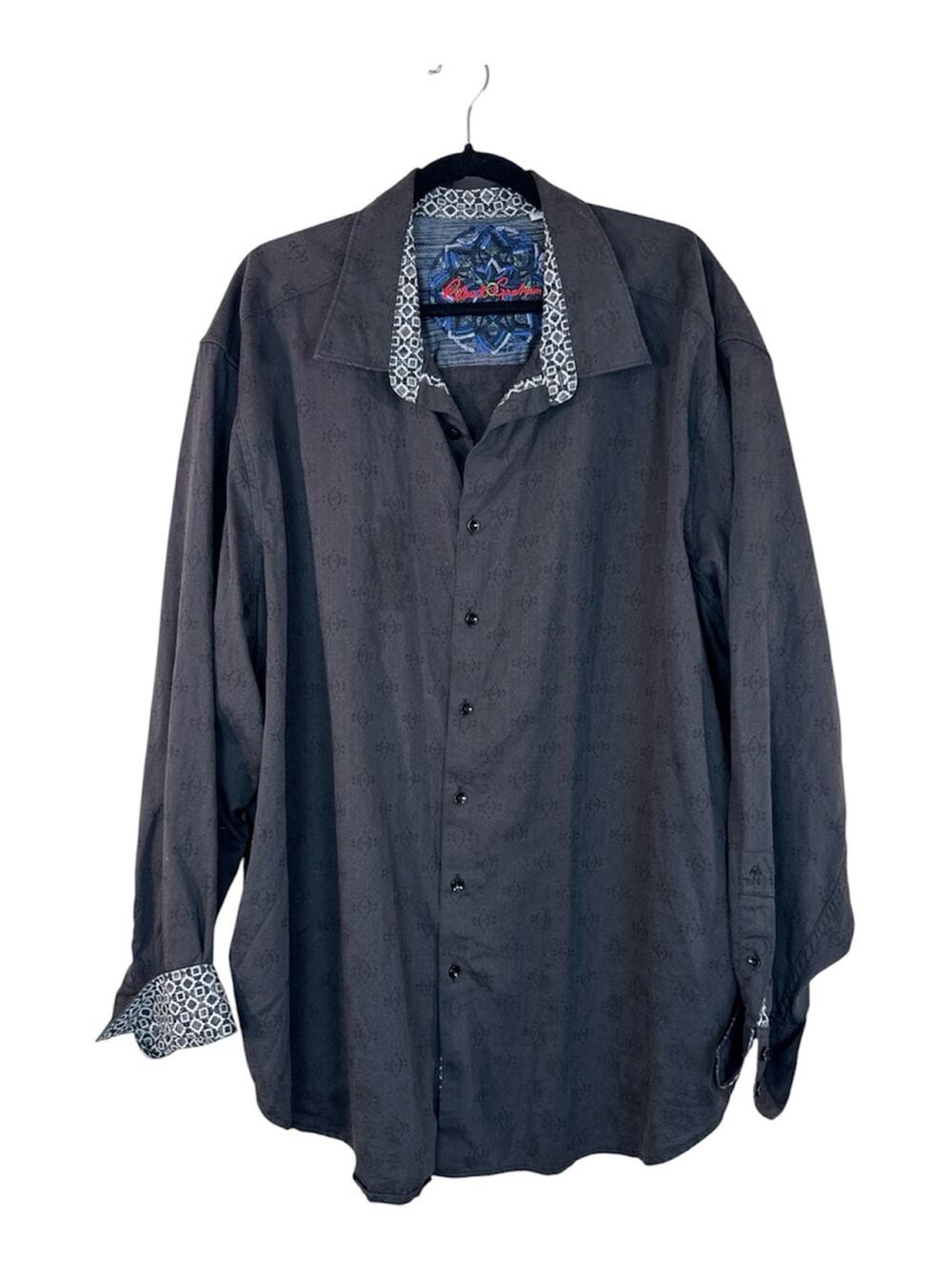 Robert Graham Charcoal Grey Button Down Shirt Mens 3XLT Flip Cuff Casual Classic